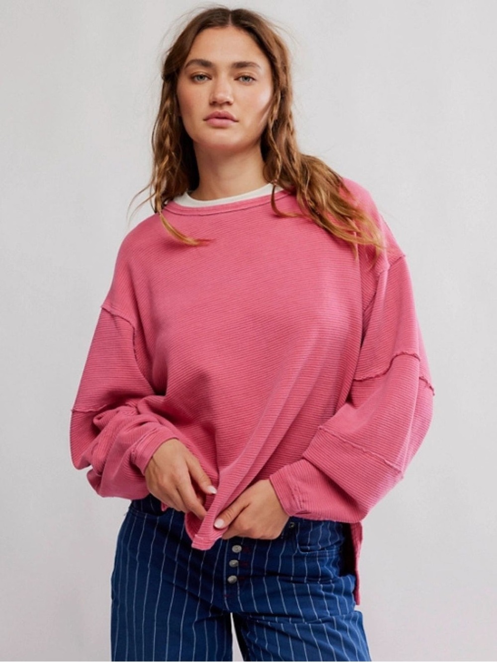 Free People Total Eclipse Sweatshirt in Hibiscus Pop